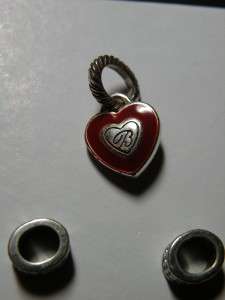 SET Brighton ABC Red Heart Enamel & 2 Spacers Charms Beads J90302 