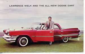 1960 DODGE DART LAWRENCE WELK ADVERTISING POSTCARD CARS  