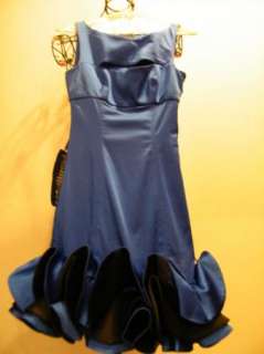 BEBE dress BLUE RUFFLE BTM SATIN 182068 00  