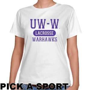 Wisconsin Whitewater Warhawks Ladies White Custom Sport Classic Fit T 