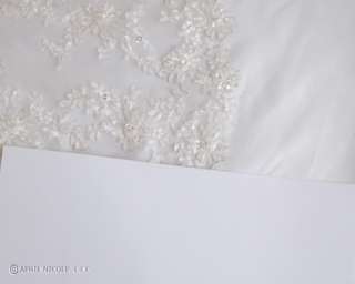 Ivory Organza & Satin Cap Sleeve A Line Wedding Dress 6 NWOT  
