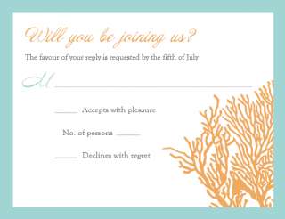 New Coral Wedding Invitations and RSVP Cards withEnvelopes