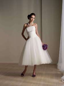 stunning short Tea Length white wedding Mini dress size custom Size 