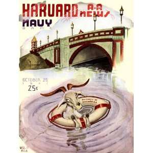  Harvard Crimson vs. Navy Midshipmen 22 x 30 Canvas Historic Football 