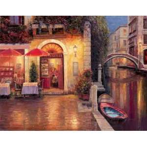 Canvas EditionNight Cafe After Rain Haixia Liu. 16.00 inches by 12 