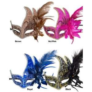  Kbw Global Corp M6220 BLK Venetian Mask With Side Feathers 