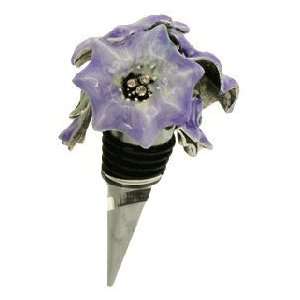  Lavendar Trio of Flowers Wine Stopper by Quest Gifts 