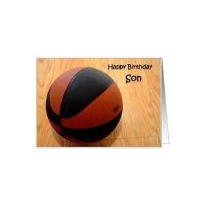    Happy Birthday Son, basketball on wood gym floor Card Toys & Games