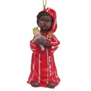 Personalized African American Toddler Boy Christmas Ornament  