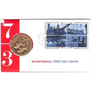  Medal & Stamps First Day Cover   Boston Tea Party 