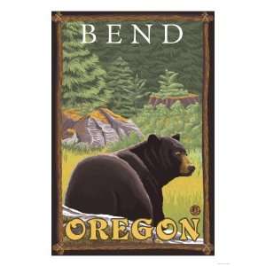  Black Bear in Forest, Bend, Oregon Giclee Poster Print 