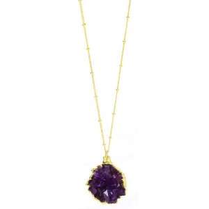   Blissful Pendant Necklace With Gold Dipped Amethyst Druzy Crystal