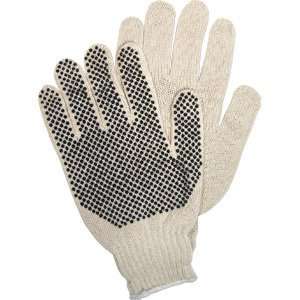  One Sided Black Dots, Cotton/Poly Gloves Large (Dozen 