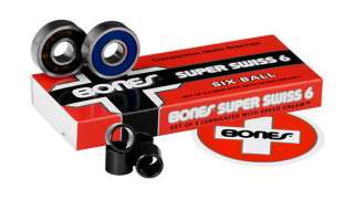 Bones Super Swiss 6 set of 8 Skate Bearings 8mm skateboard faster 608 