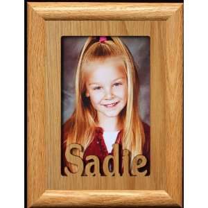 5x7 Sadie ~ Portrait Laser Cut Oak PHOTO NAME FRAME ~ Holds a 4x6 or 