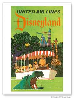Vintage Travel Poster United Airlines Disneyland Galli  