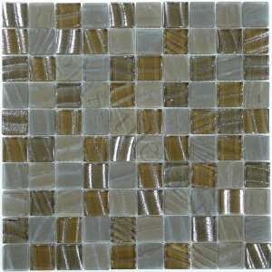 Grizzly Bear 1 x 1 Brown Kitchen Glossy & Frosted Glass Tile   17139