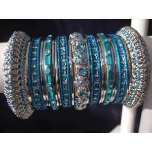Indian Bridal Collection Panache Indian Turquoise Bangles Set in 