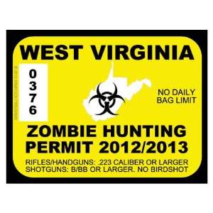  West Virginia Zombie Hunting Permit 2012 (Bumper Sticker 
