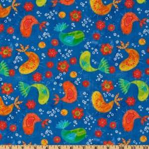  44 Wide Lift Your Spirits Bird Blue Fabric By The Yard 