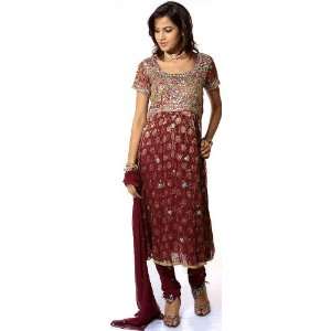  Deep Purple Bridal Anarkali Suit with Heavy Beadwork 