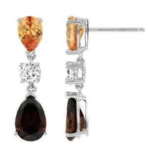  Everlys Champagne And Chocolate Pear Cut CZ Dangle 