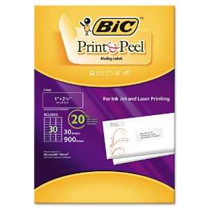    BIC   Easy Print & Peel Clear Mailing Labels 1 x 2 5/8, Clear 