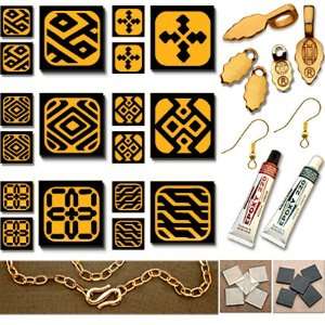  18 Gold Dichroic Geometric Pattern Jewelry Design Kit 