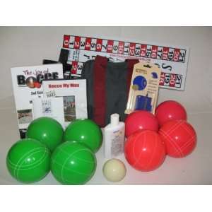  Everything Bocce package   107mm EPCO Green and Light Red balls 