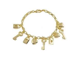 Key/Locket/Heart 9K Yellow Gold Filled Charm Bracelets UK Stock Fast 