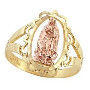  Virgin Mary Lady Of Guadalupe Ring 14k Yellow Rose Gold 