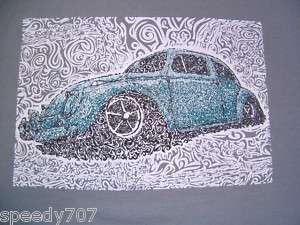 VW Beetle Bug Psychedelic Bug Art Shirt Kafer Crazy Design Line Art 