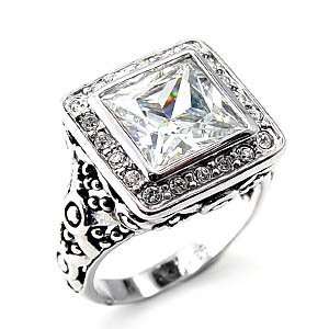   Antique Inspired CZ Rings   3.50 Carat Princess Cut CZ Ring Jewelry