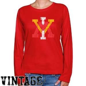 Virginia Military Institute Keydets Ladies Red Distressed Logo Vintage 