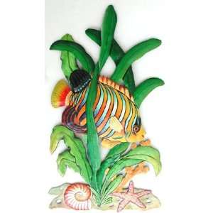  Painted Metal Regal Angelfish Tropical Fish Art