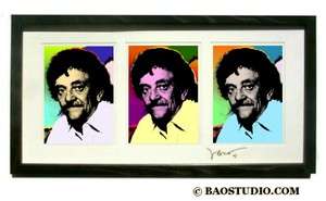 3x Kurt Vonnegut   Framed Pop Art Signed Dated 1  