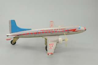 Vintage Metal Toy Propellers Airplane   Overseas Airlines  