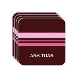 Personal Name Gift   ANH TUAN Set of 4 Mini Mousepad Coasters (pink 