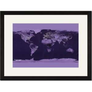 Black Framed/Matted Print 17x23, Satellite View of the World showing 