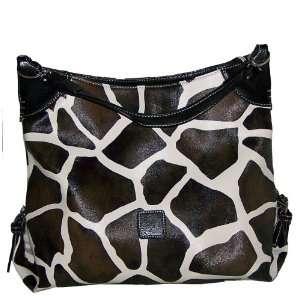  Giraffe Print Hobo Handbag*Purse*Tote with Black Trim NEW 