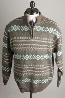 Pendleton Indian Blanket Grey 1/2 Zip L wool mens Sweater NR  