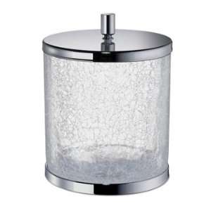  Round Crackled Glass Bathroom Waste Bin with Cover 89165 Home