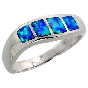   , Synthetic Opal Inlay Wave Ring, 1/4 (7 mm) wide, size 8 Jewelry