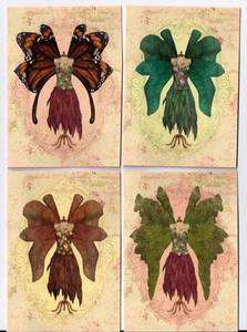 Vintage inspired fairy dress form cards tags ATC altered art set of 8 