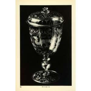  1939 Print Antique Engraved German Glass Goblet Dragon 