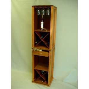 Alpine Modular Wine Rack with Stemware Rack (Antique Honey Oak) (16.5 