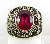 Northwest High School Class RING   10k Yellow Gold Solid Back Red 