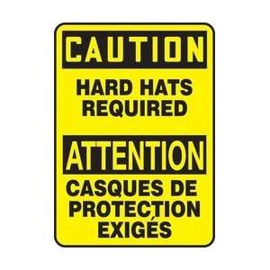  CAUTION HARD HATS REQUIRED Sign   14 x 10 Dura Plastic 