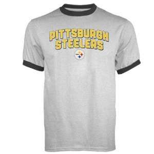  Mens Pittsburgh Steelers Ash Double Arched Ringer Tshirt 