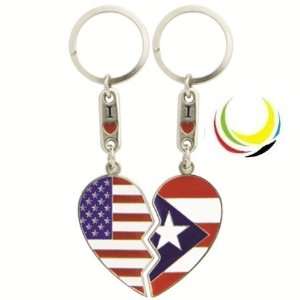  Keychain USA & PUERTO RICO HEART 